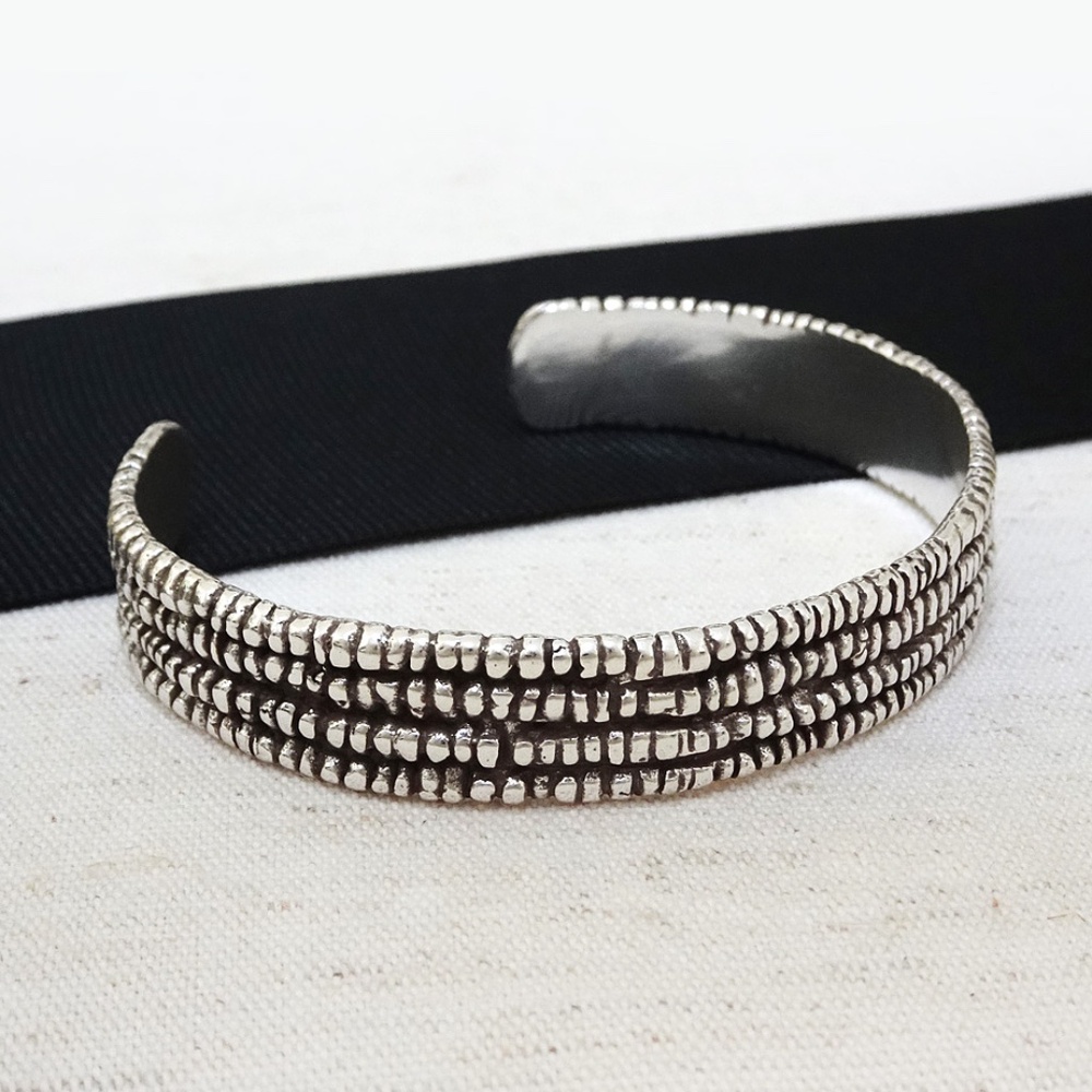 Silver Beaded Cuff Bracelet, NWT